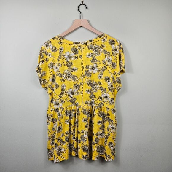 Torrid Floral Babydoll Slub Front Blouse – Yellow M/L - Picture 6 of 7